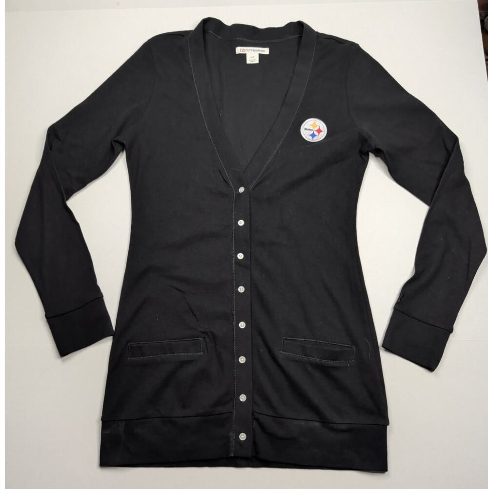 Pittsburgh Steelers Cutter & Buck Lakemont Victory Women's Black Cardigan Sz S/P